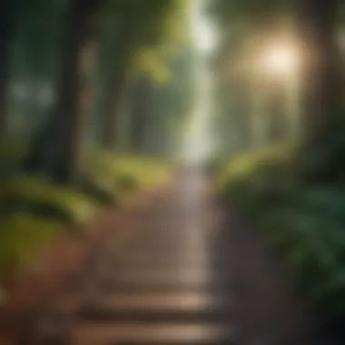 Journey of Self-Improvement A pathway leading through a lush forest, illustrating the journey of self-improvement.