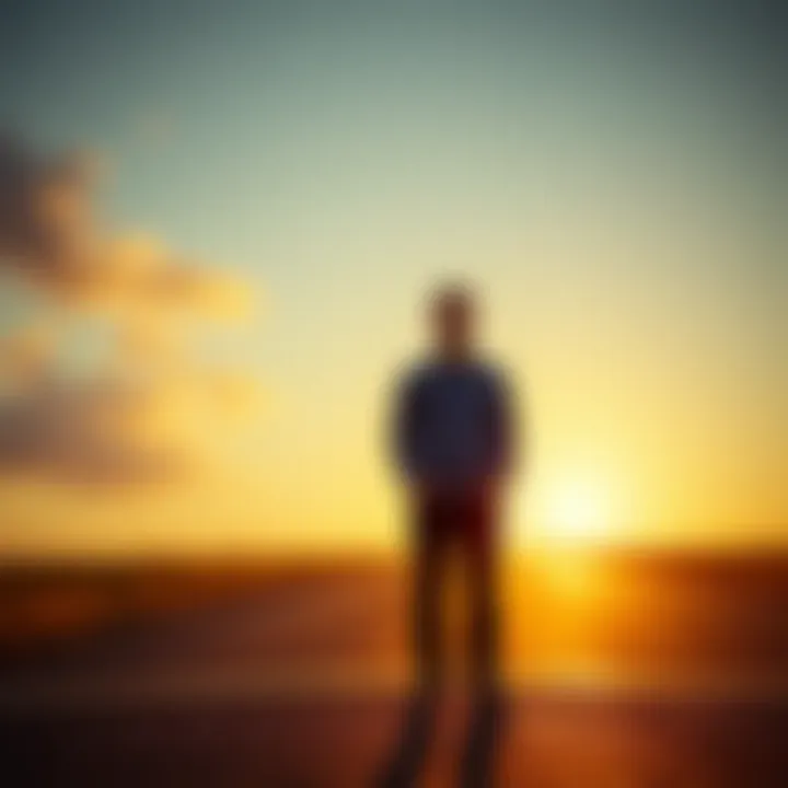 Choices and Self-Discovery A person standing at a crossroads, representing choices and self-discovery.