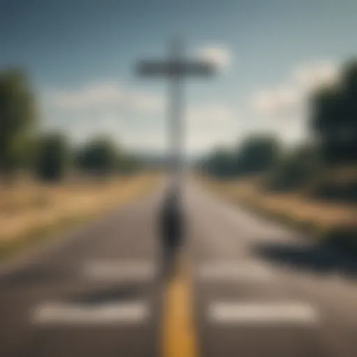 A person standing at a crossroads, symbolizing decision-making under anxiety.