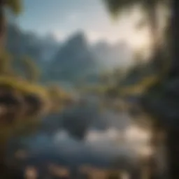 A serene landscape reflecting tranquility amidst chaos