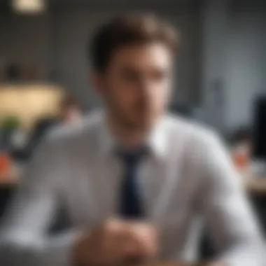 Effective Workplace Anxiety Management Creative depiction of managing workplace anxiety effectively for improved job satisfaction