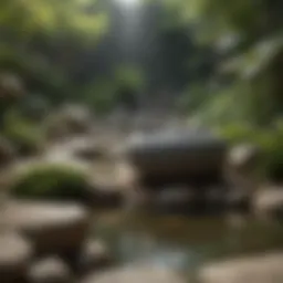 Zen garden with tranquil water feature
